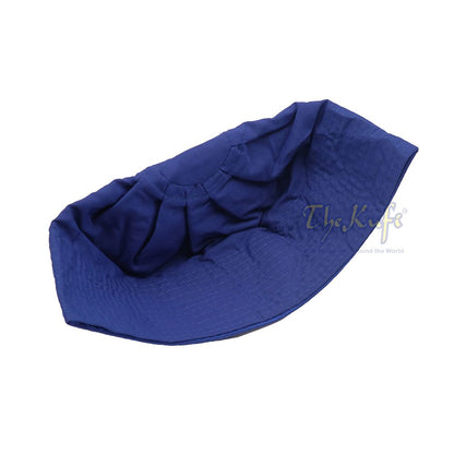 Royal Blue Fabric Ijazi Pleated-Top Cotton Kufi Hat