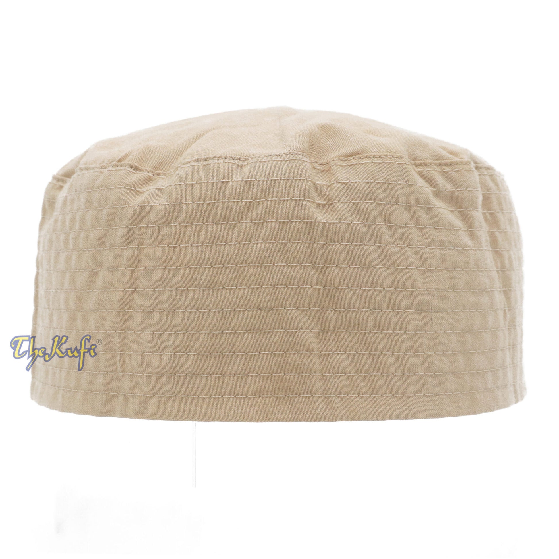 Tan Turkish Flat Simple Stitch Design Cloth Kufi Namaz Cap