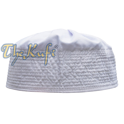 White Fabric Pleated-Top Cotton Mix Ijazi Kufi Cap