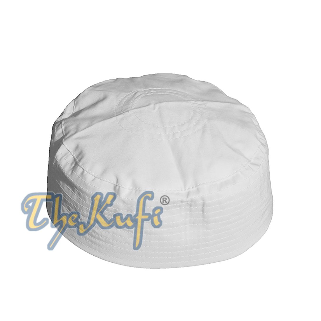 Kufi Kain Tipis Flat-top Polos Sederhana Turki Putih