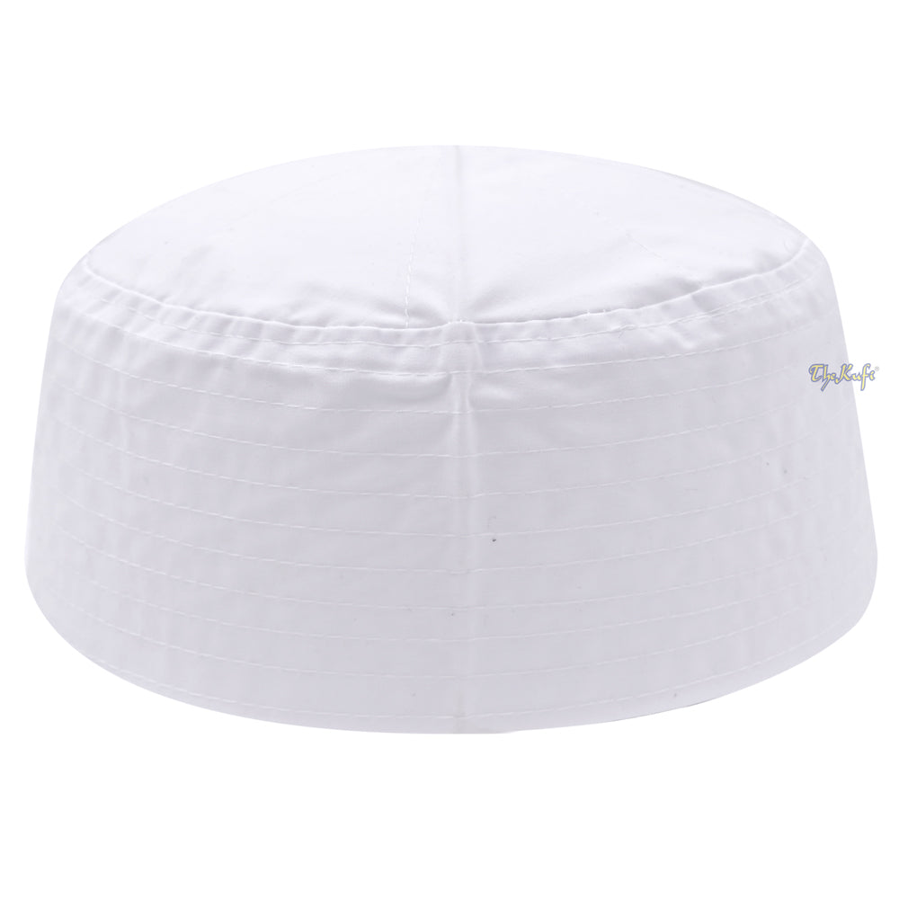 White Turkish Simple Plain Flat-Top Thin Fabric Kufis