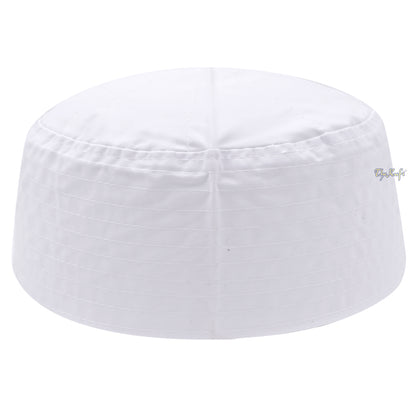 White Turkish Simple Plain Flat-Top Thin Fabric Kufis