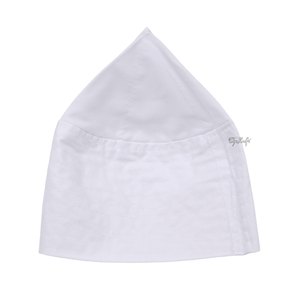 White Turkish Simple Plain Flat-Top Thin Fabric Kufis