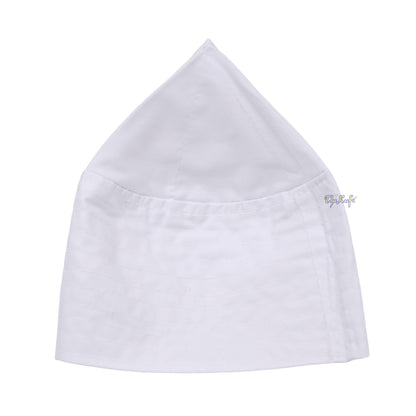 White Turkish Simple Plain Flat-Top Thin Fabric Kufis