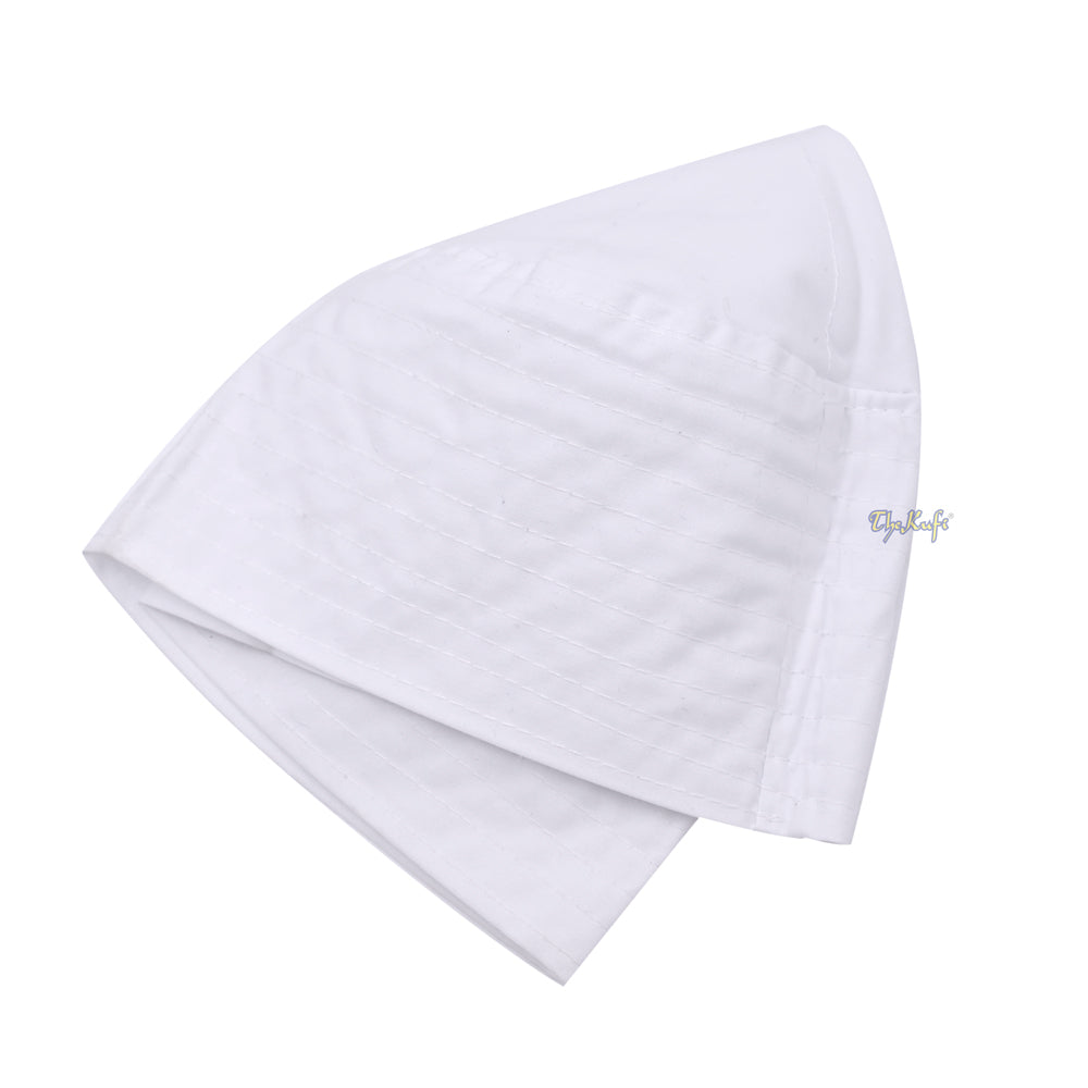 White Turkish Simple Plain Flat-Top Thin Fabric Kufis
