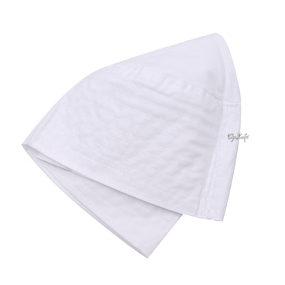 White Turkish Simple Plain Flat-Top Thin Fabric Kufis
