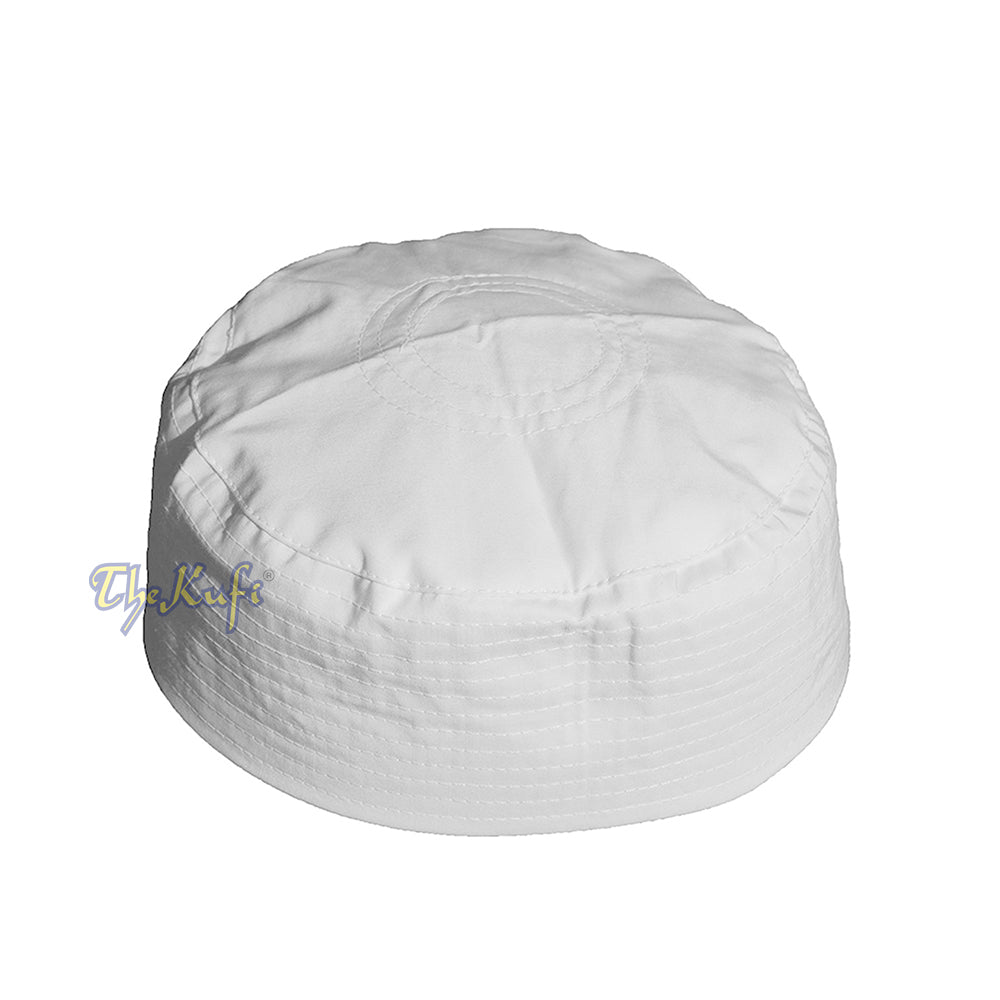 White Turkish Simple Plain Flat-Top Thin Fabric Kufis