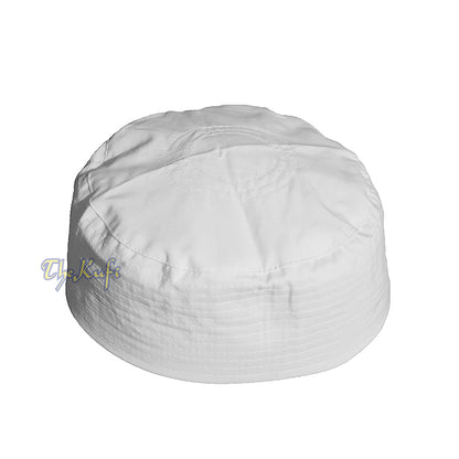 White Turkish Simple Plain Flat-Top Thin Fabric Kufis