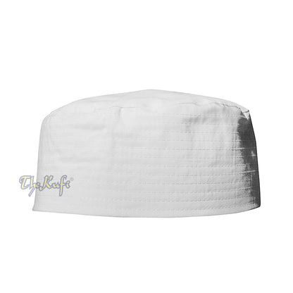 White Turkish Simple Plain Flat-Top Thin Fabric Kufis