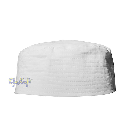 White Turkish Simple Plain Flat-Top Thin Fabric Kufis