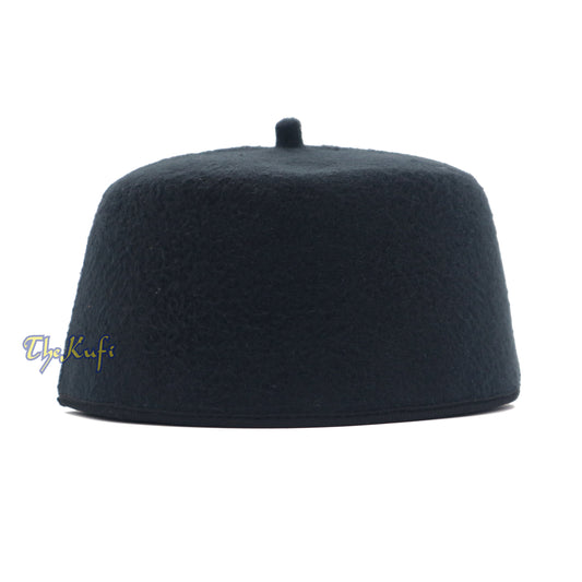 Handmade Black Fez-Style Kufi Crown With Tip