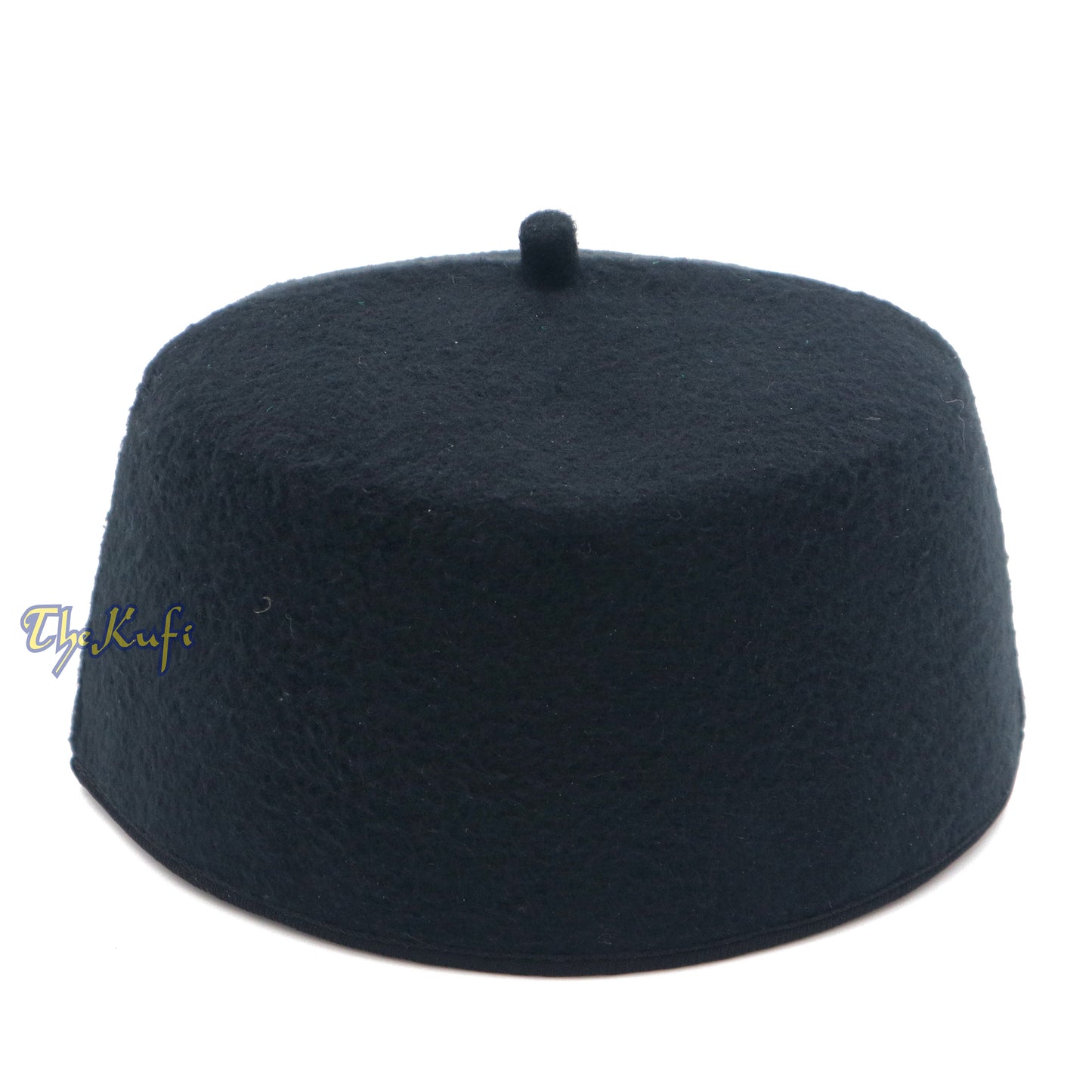 Mahkota Kufi Gaya Fez Hitam Buatan Tangan dengan Petua