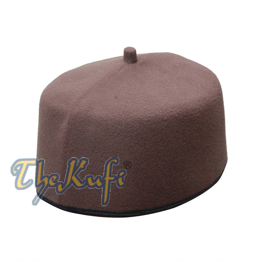 Handmade Dark Brown Fez-Style Kufi With Tip