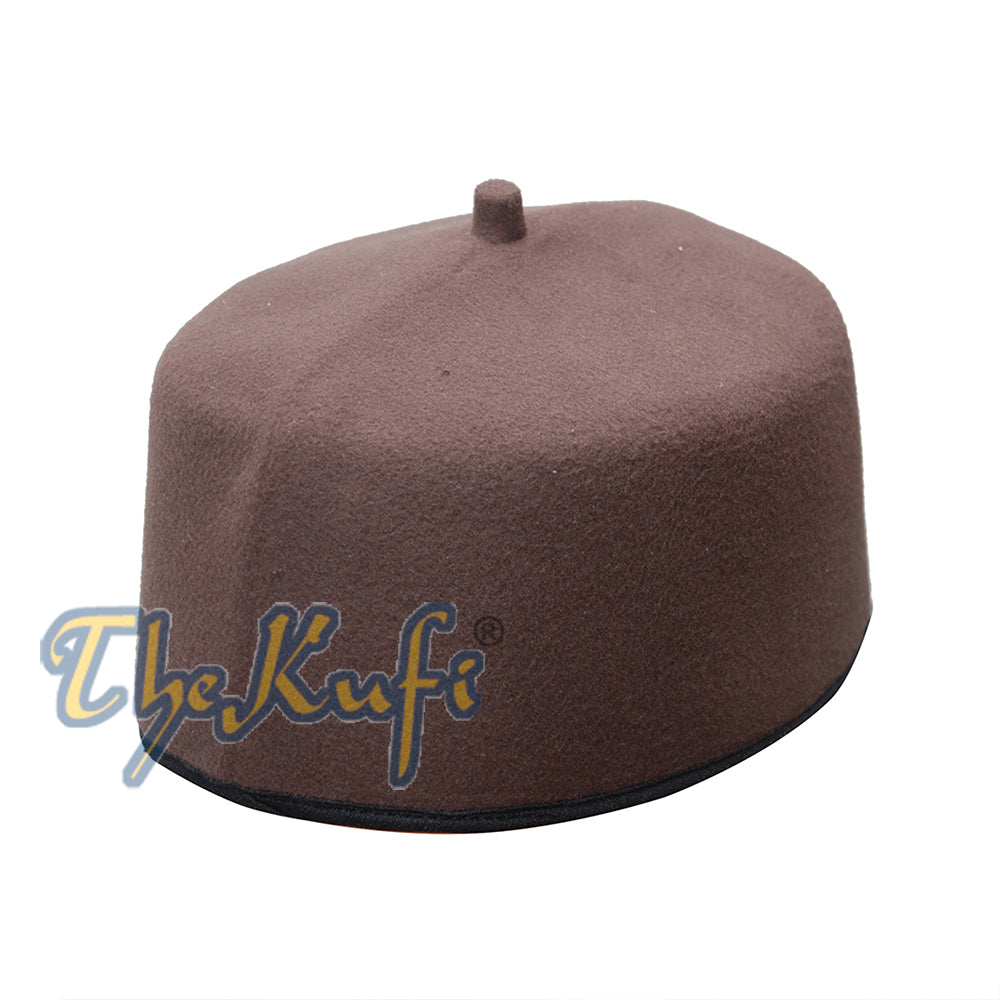 Kufi ala Fez Coklat Gelap buatan tangan dengan Petua
