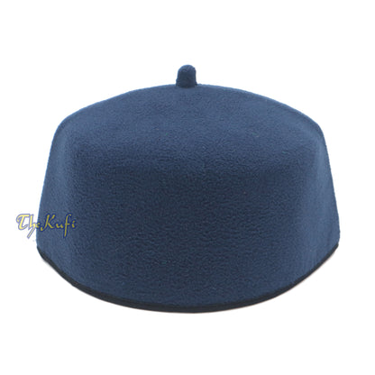 Dark Blue Fez-Style Kufi With Tip