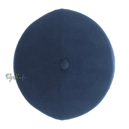 Dark Blue Fez-Style Kufi With Tip