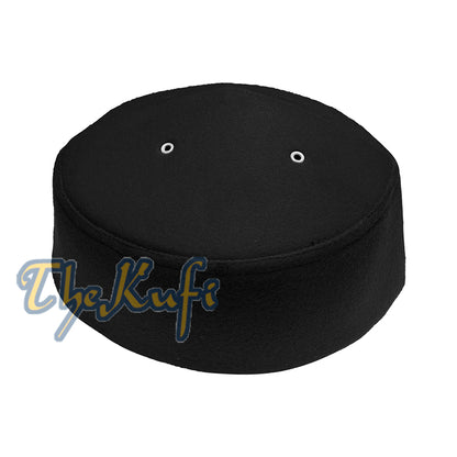 Black Handmade Vented Pointed-Top Faux Felt Fez