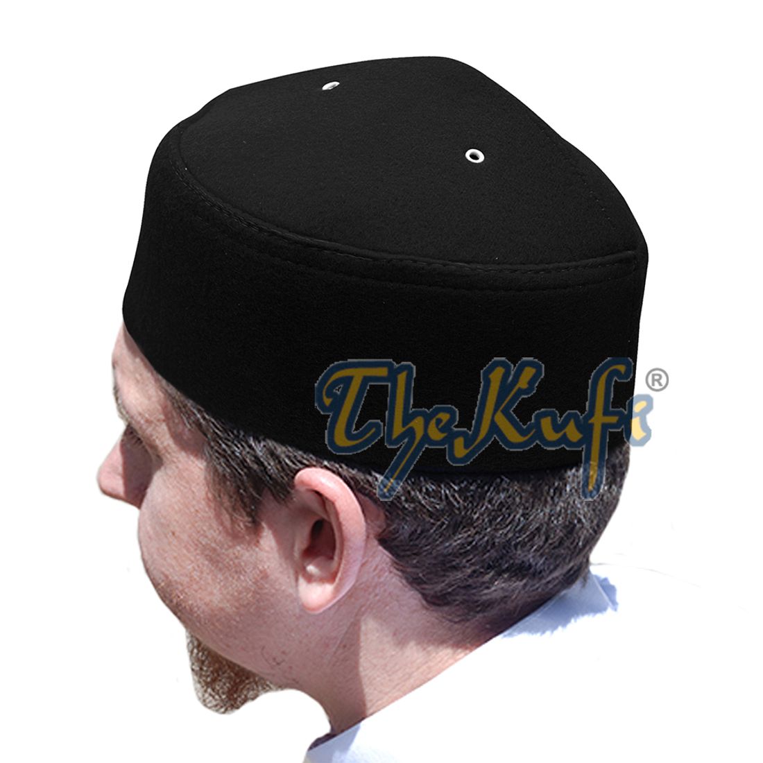 Black Handmade Vented Pointed-top Faux Felt Fez