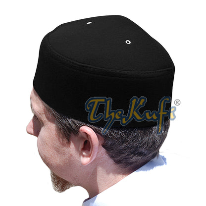 Black Handmade Vented Pointed-Top Faux Felt Fez