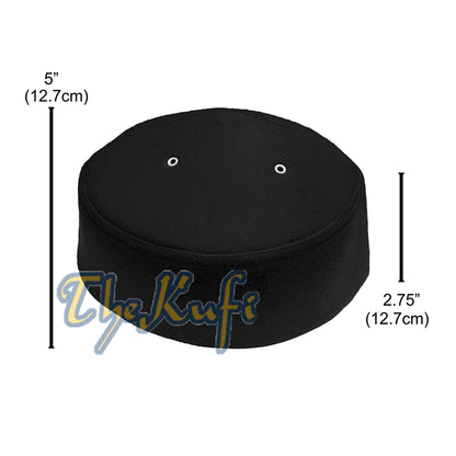 Black Handmade Vented Pointed-Top Faux Felt Fez