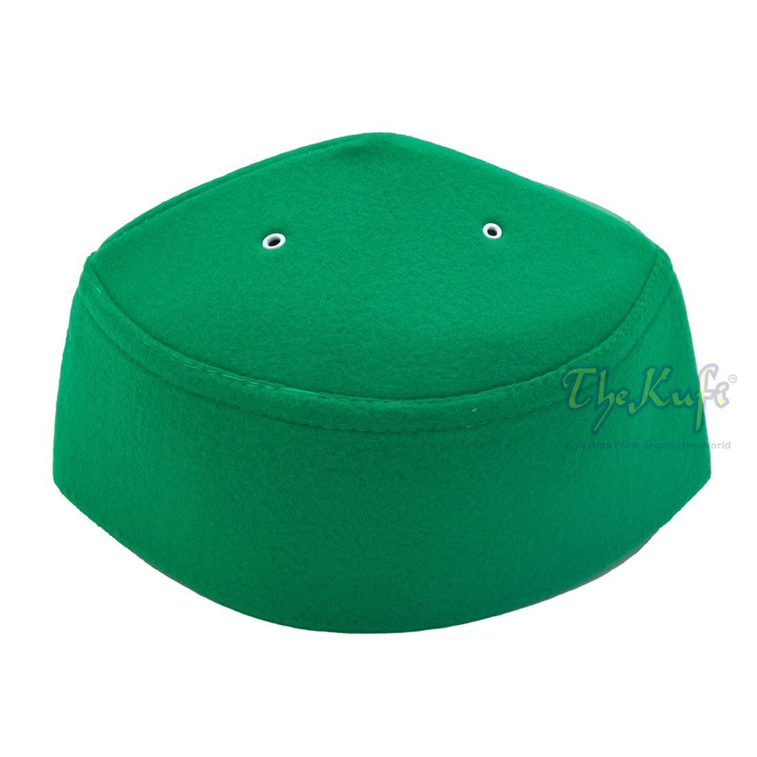 Green Handmade Vented Pointed-top Faux Felt Fez