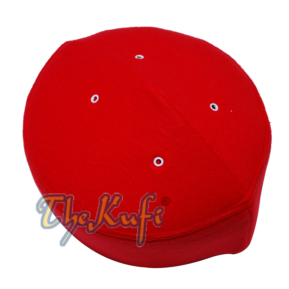 Merah Buatan Tangan Vented Atas Runcing Faux Felt Fez
