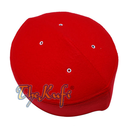 Merah Buatan Tangan Vented Atas Runcing Faux Felt Fez