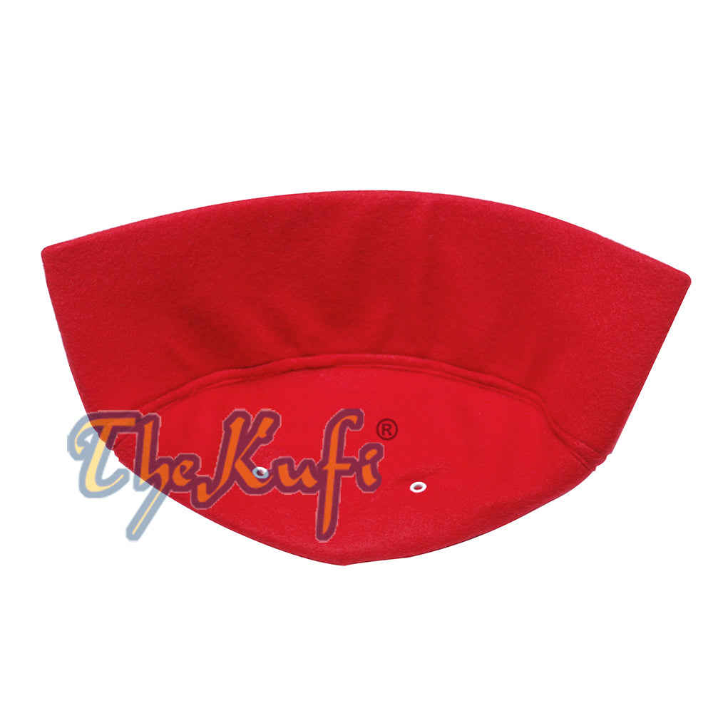 Merah Buatan Tangan Vented Atas Runcing Faux Felt Fez