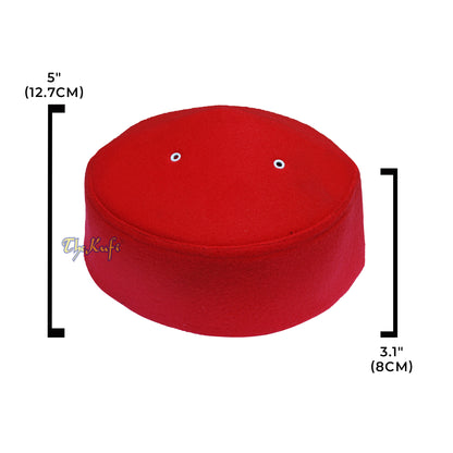 Merah Buatan Tangan Vented Atas Runcing Faux Felt Fez