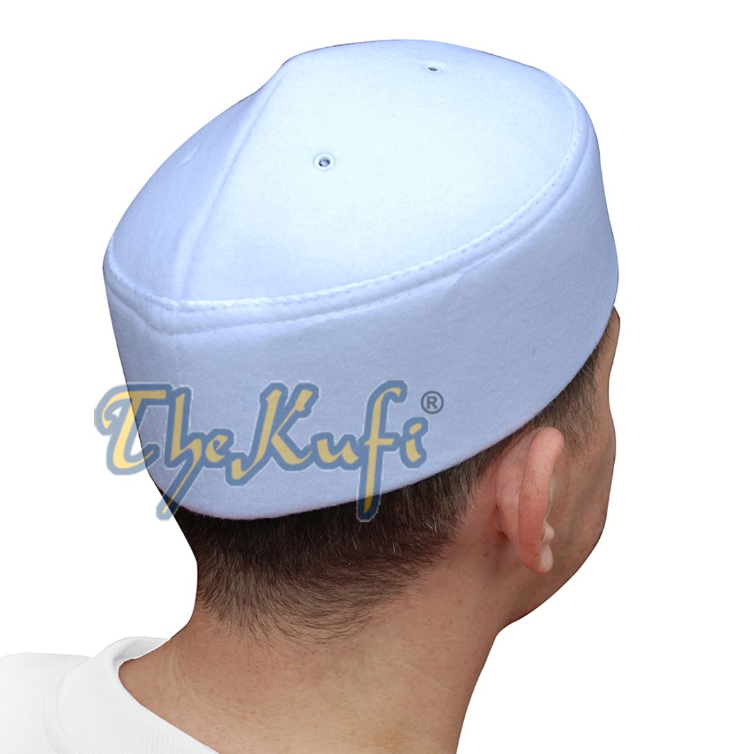 White Handmade Vented Pointed-top Faux Felt Fez