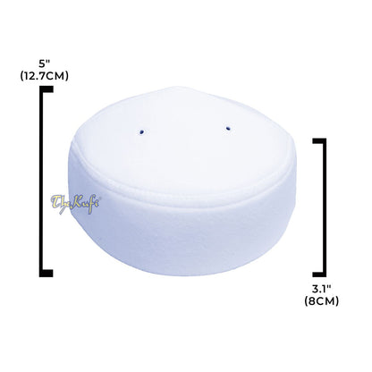 White Handmade Vented Pointed-Top Faux Felt Fez