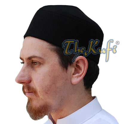 Handmade Pointed Top Black Faux Felt Kufi