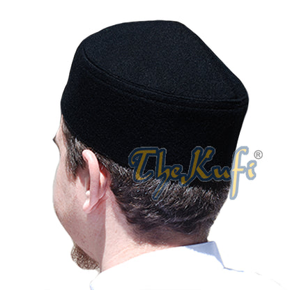 Handmade Pointed Top Black Faux Felt Kufi