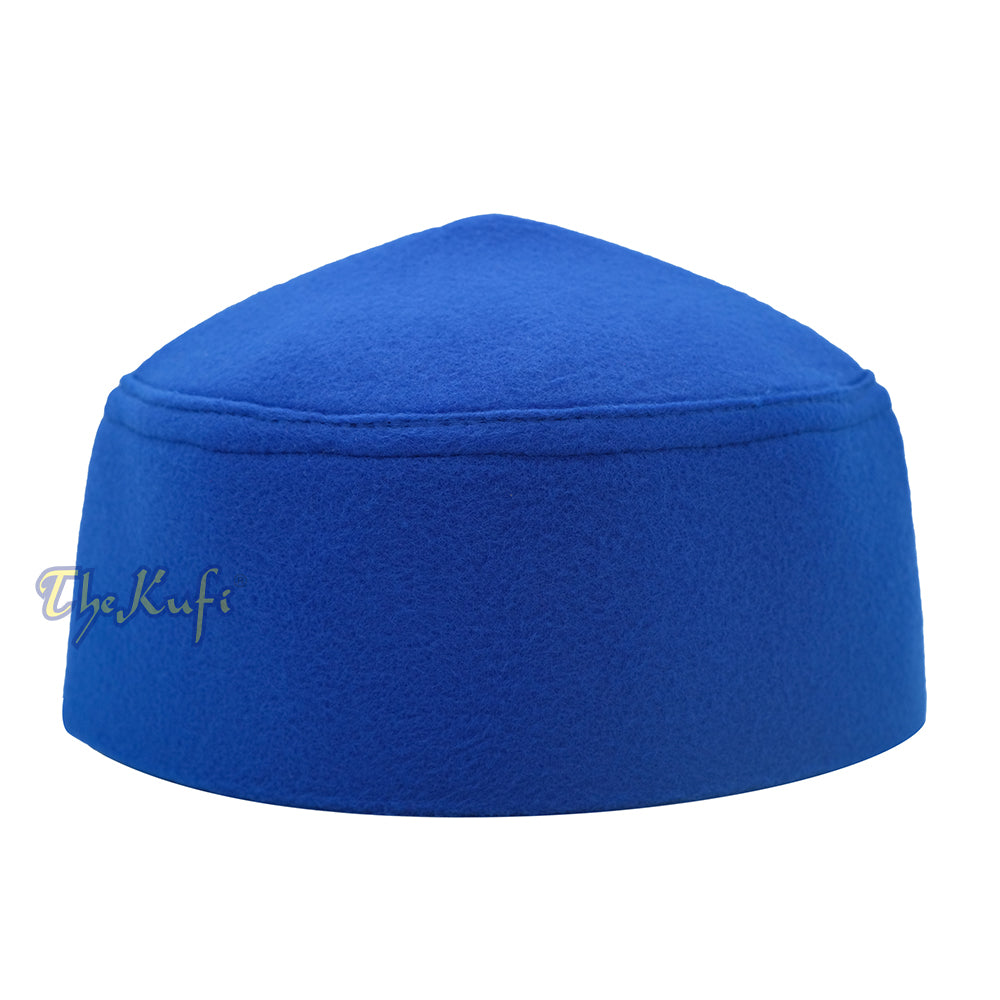 Kufi Faux Felt Biru Atas Runcing Buatan Tangan