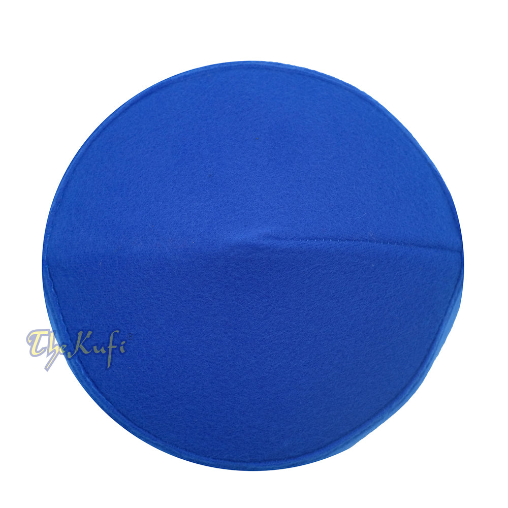 Kufi Faux Felt Biru Atas Runcing Buatan Tangan
