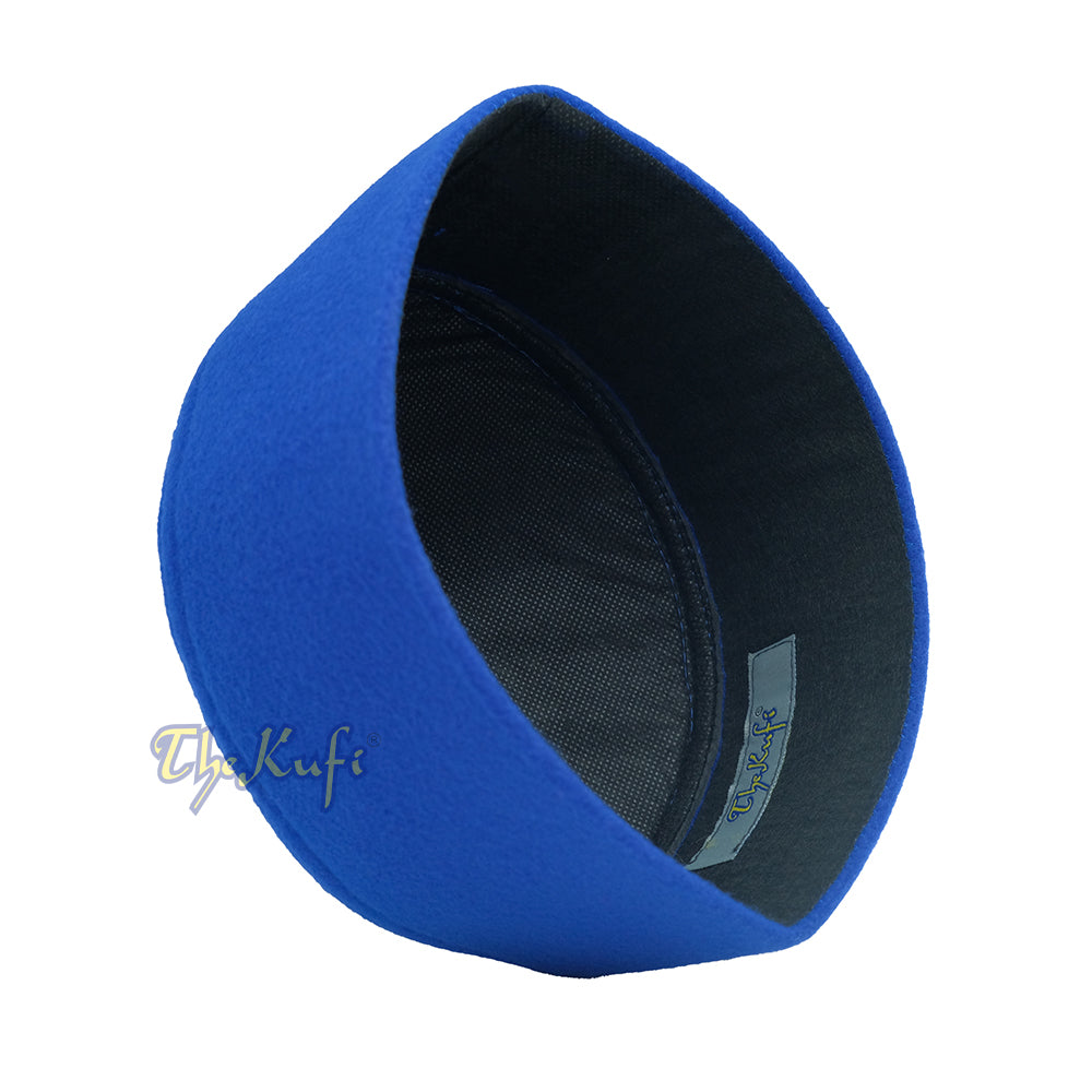 Kufi Faux Felt Biru Atas Runcing Buatan Tangan