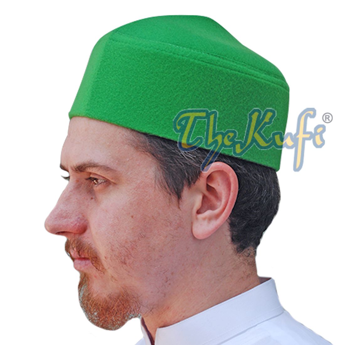 Handmade Pointed Top Green Faux Felt Kufi