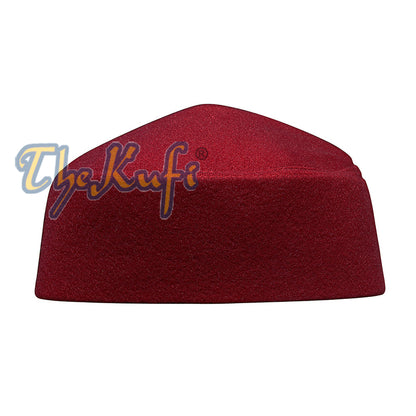 Handmade Pointed Top Maroon Faux Felt Kufi