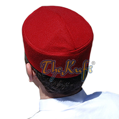 Handmade Pointed Top Maroon Faux Felt Kufi