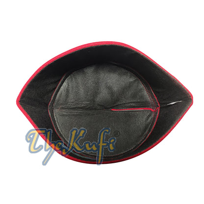 Kufi Faux Felt Maroon Atas Runcing Buatan Tangan