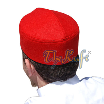 Handmade Pointed Top Red Faux Felt Kufi