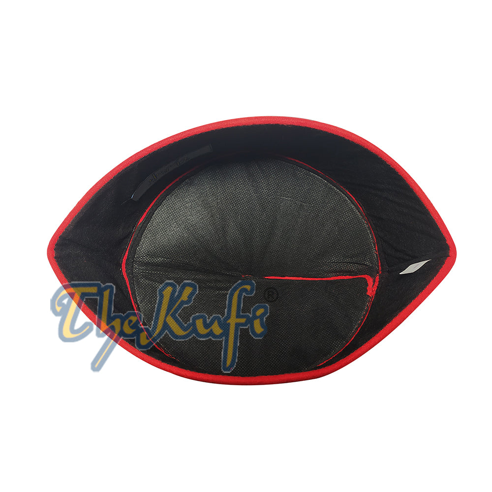 Buatan Tangan Runcing Top Red Faux Felt Kufi