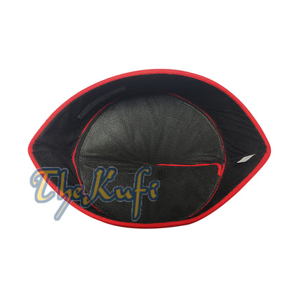 Buatan Tangan Runcing Top Red Faux Felt Kufi