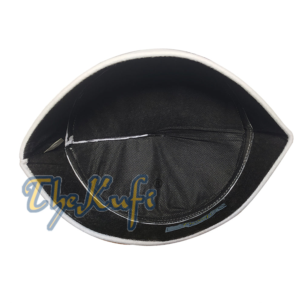 Solid White Moroccan Fez-Style Kufi Hat Cap with Pointed Top