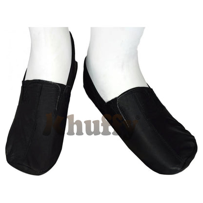 Black Men's/Women's Ankle Low-Cut Elastic Slip-On Halal Leather Sunnah Khuff Khuffain Socks For Mosque