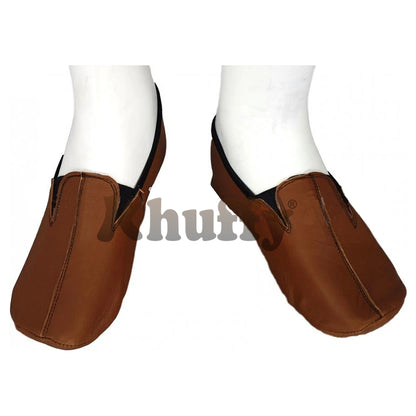 Camel Brown Men’S/Women’S Ankle Low-Cut Elastic Slip-On Halal Leather Sunnah Khuff Khuffain Socks For Mosque