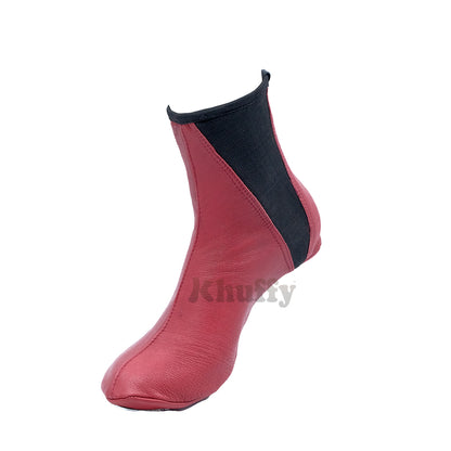 Burgundy Men’S/Women’S Elastic Slip-On Halal Leather Sunnah Khuff Khuffain Socks For Mosque