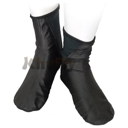 Black Men’S/Women’S Elastic Slip-On Halal Leather Sunnah Khuff Khuffain Socks For Mosque