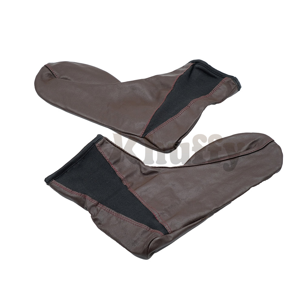 Dark Brown Men's/Women's Elastic Slip-On Halal Leather Sunnah Khuff Khuffain Socks For Mosque