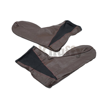 Dark Brown Men's/Women's Elastic Slip-On Halal Leather Sunnah Khuff Khuffain Socks For Mosque